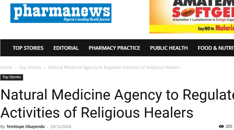 Natural Medicine Agency to Regulate Activities of Religious Healers