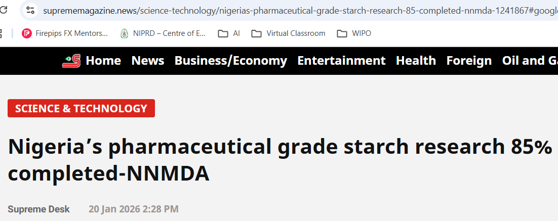 Read more about the article Research on Pharmaceutical‑Grade Starch 85% Completed – Supreme Magazine